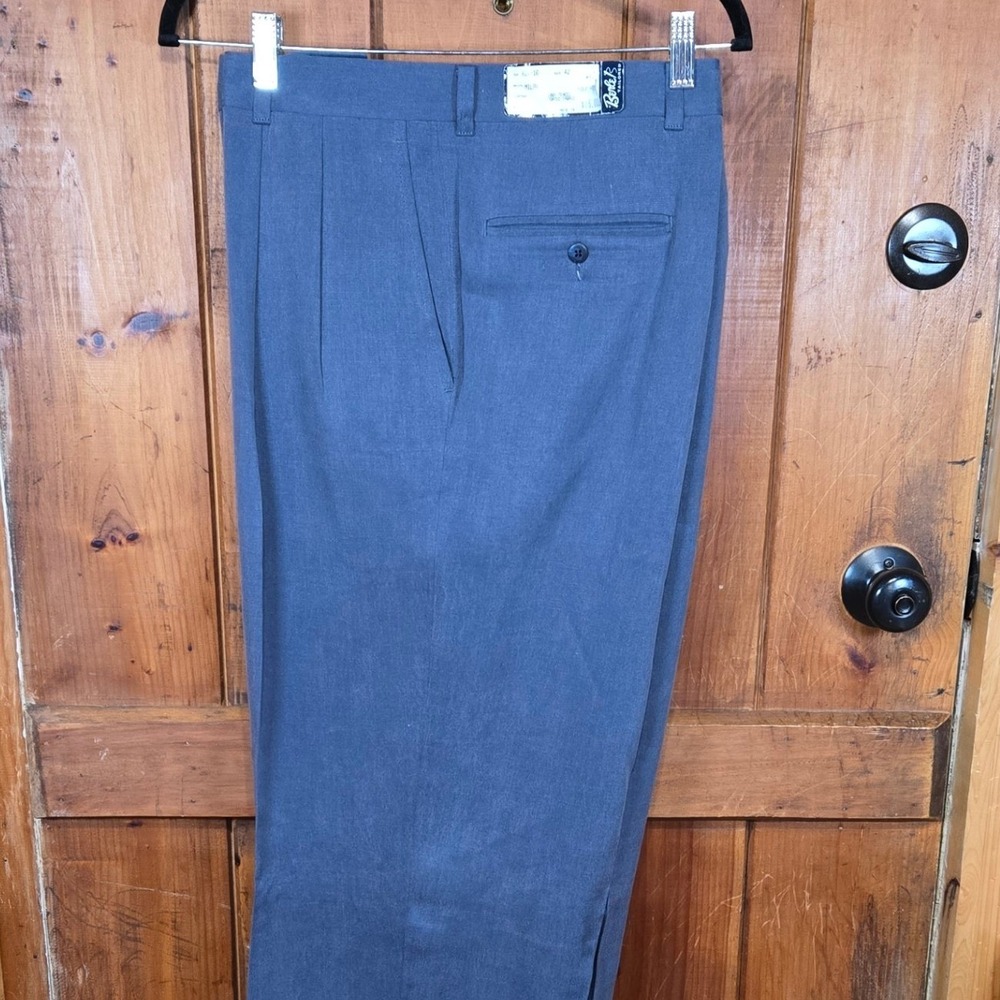 Berle B Tailored Milan‎ Men's Pleated Dress Pants Size 42 Charcoal Tencel